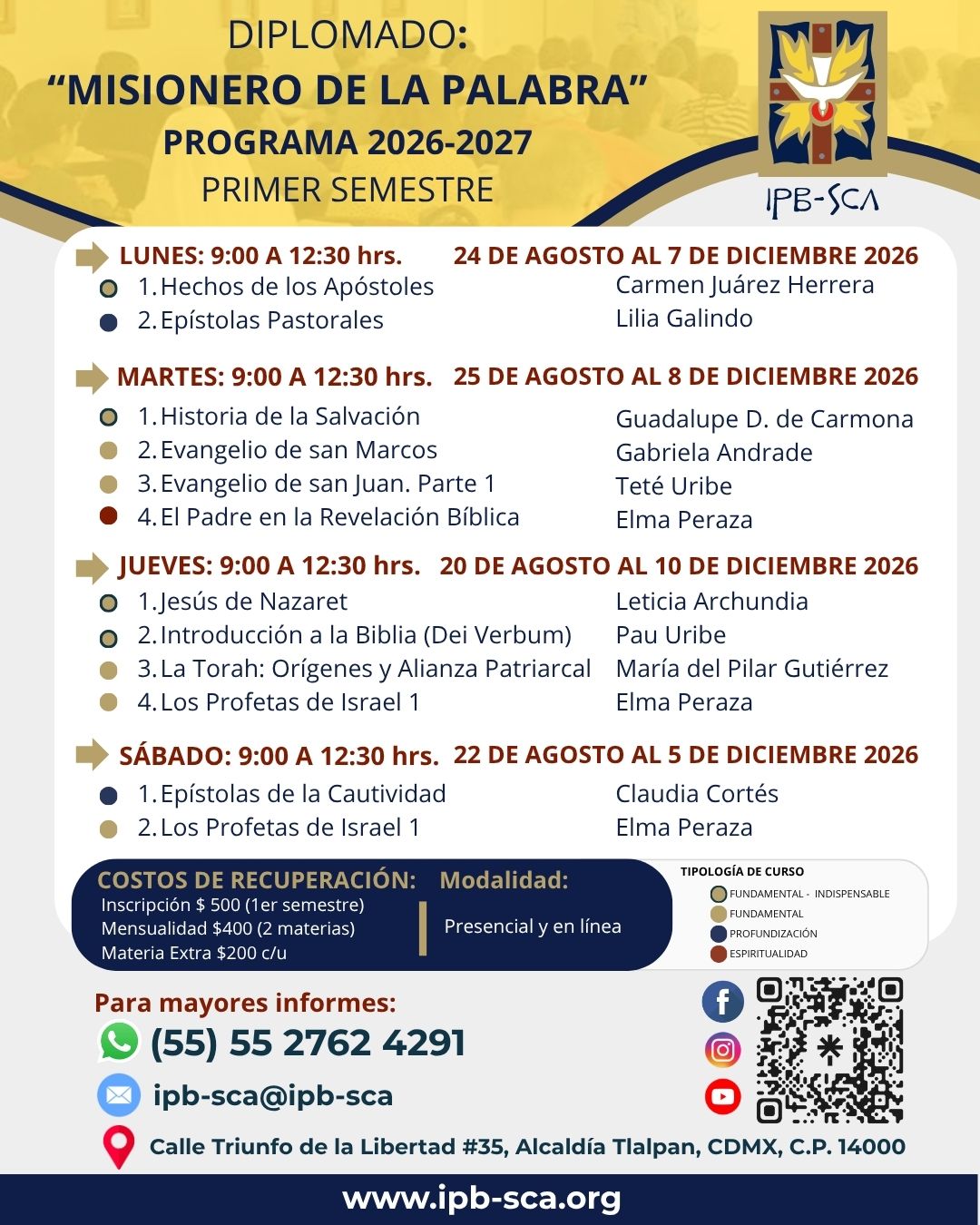CURSOS 1SEM 2026-2027 Conferencia Gratuita: ¿Por qué Estudiar la Biblia Hoy?