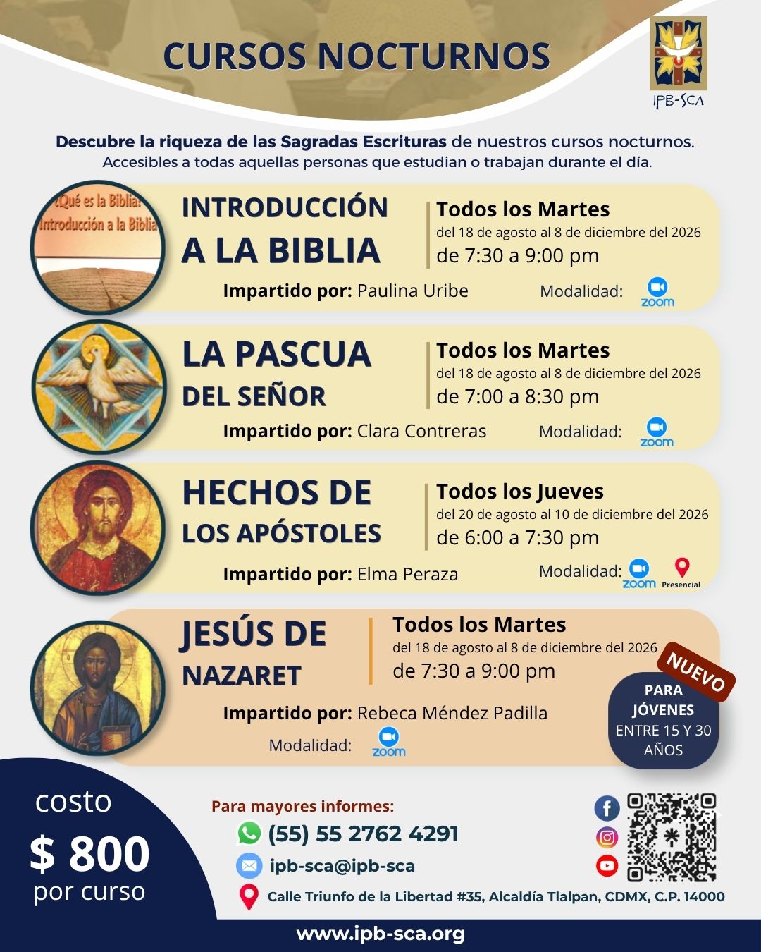 CURSOS NOCTURNOS 2026_2 Conferencia Gratuita: ¿Por qué Estudiar la Biblia Hoy?